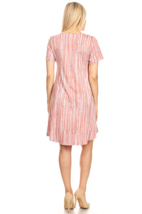 We-American Women's Short Sleeve Rose Waterfall Jersey Dress