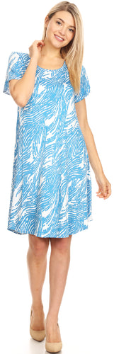 We-American Women Blue Stream Short Sleeve Jersey Dress