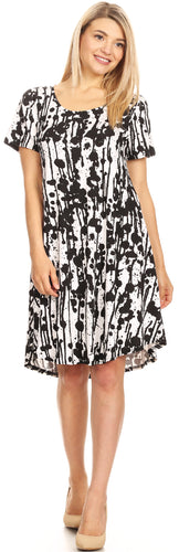 We-American Women Opal Splatter Black Short Sleeve Jersey Dress