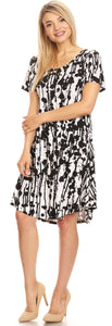 We-American Women Black White Canyon Long Sleeve Jersey Dress