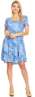 We-American Women Blue Short Sleeve Jersey Dress