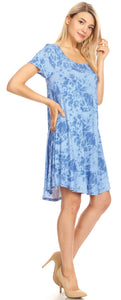 We-American Women Blue Short Sleeve Jersey Dress