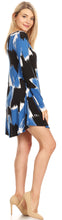 Load image into Gallery viewer, We-American Women Blue Black Brush Long Sleeve Jersey Dress