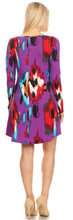 Load image into Gallery viewer, We-American Women Lavender Red Brush Long Sleeve Jersey Dress