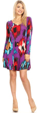 Load image into Gallery viewer, We-American Women Lavender Red Brush Long Sleeve Jersey Dress