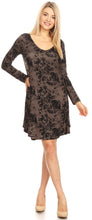 Load image into Gallery viewer, We-American Women Tones of Brown Long Sleeve Jersey Dress